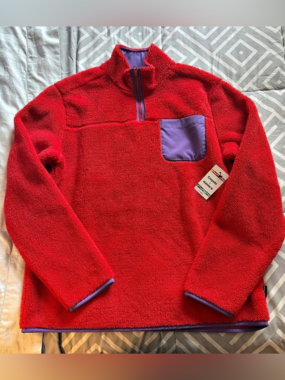 Crayola x Kohl's Adult High Pile Fleece Pullover Red & Purple Medium